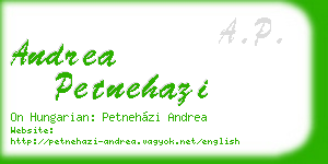 andrea petnehazi business card